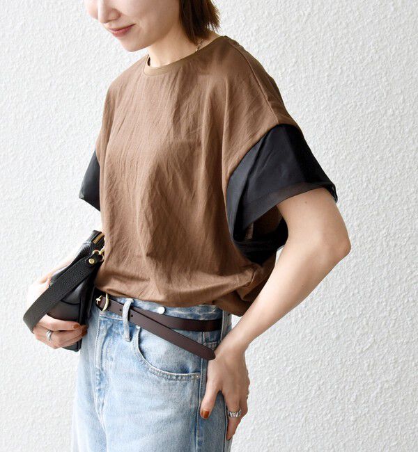 SHIPS any「SHIPS any:〈手洗い可能〉カノコ チュール コンビ ワイド TEE」|Tシャツ・カットソー|