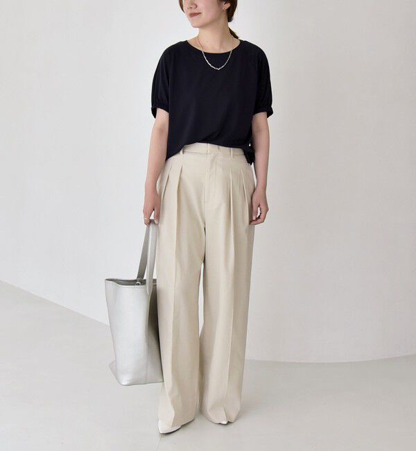 quaranciel「quaranciel:〈洗濯機可能〉シルク ミックス パフ スリーブ プルオーバー」|Tシャツ・カットソー|