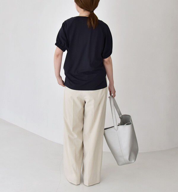 quaranciel「quaranciel:〈洗濯機可能〉シルク ミックス パフ スリーブ プルオーバー」|Tシャツ・カットソー|