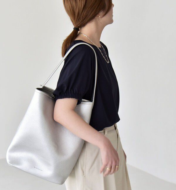 quaranciel「quaranciel:〈洗濯機可能〉シルク ミックス パフ スリーブ プルオーバー」|Tシャツ・カットソー|