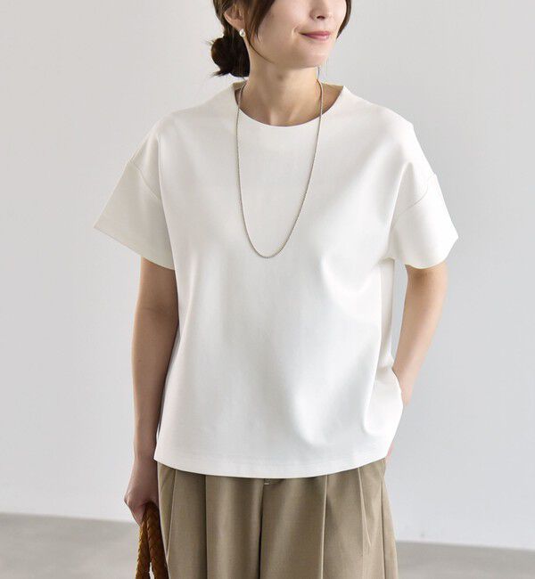 quaranciel「quaranciel:〈洗濯機可能〉ライト ポンチ バッグ ボタン ショートスリーブ TEE」|Tシャツ・カットソー|
