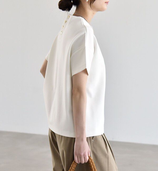 quaranciel「quaranciel:〈洗濯機可能〉ライト ポンチ バッグ ボタン ショートスリーブ TEE」|Tシャツ・カットソー|