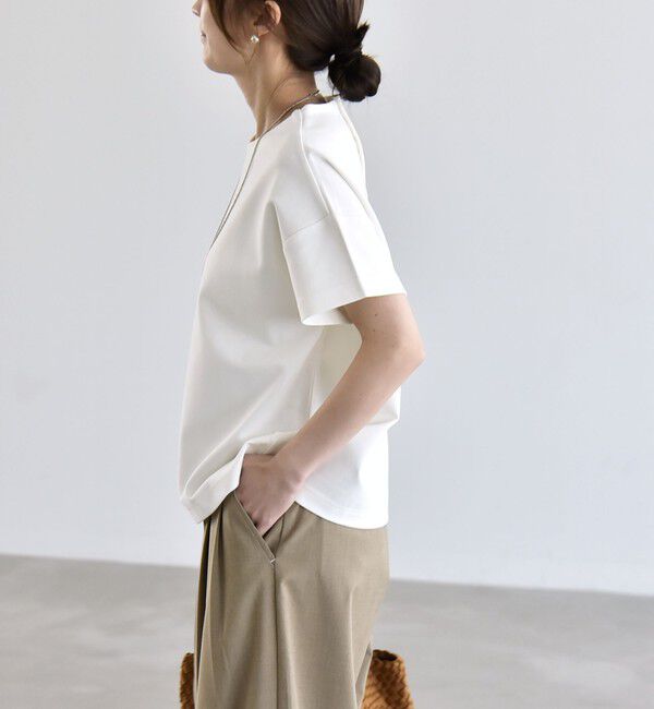 quaranciel「quaranciel:〈洗濯機可能〉ライト ポンチ バッグ ボタン ショートスリーブ TEE」|Tシャツ・カットソー|