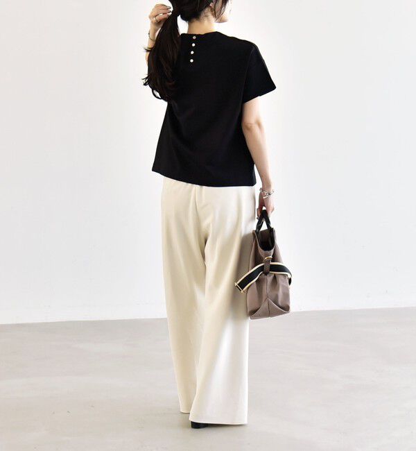 quaranciel「quaranciel:〈洗濯機可能〉ライト ポンチ バッグ ボタン ショートスリーブ TEE」|Tシャツ・カットソー|