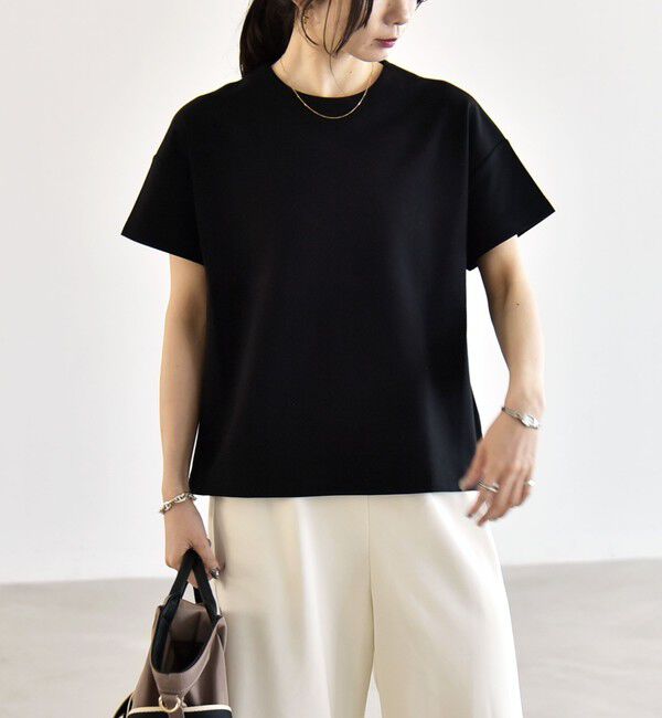 quaranciel「quaranciel:〈洗濯機可能〉ライト ポンチ バッグ ボタン ショートスリーブ TEE」|Tシャツ・カットソー|