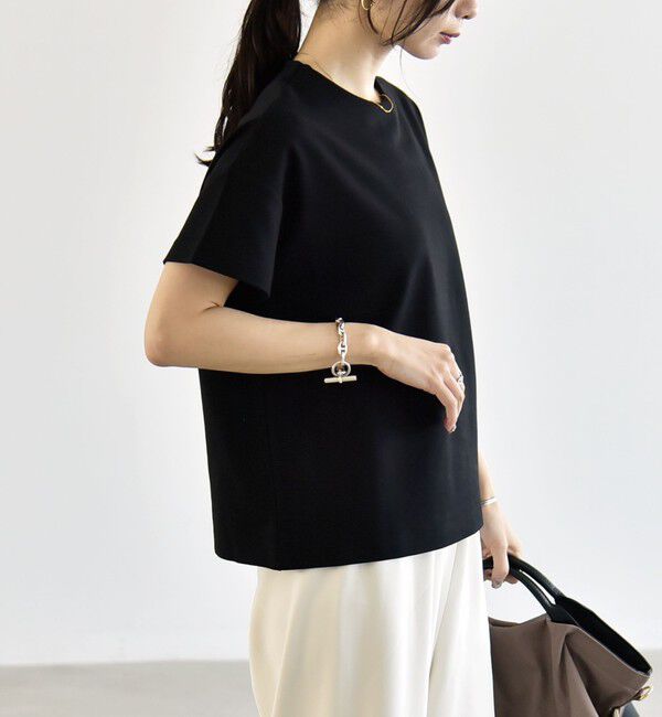 quaranciel「quaranciel:〈洗濯機可能〉ライト ポンチ バッグ ボタン ショートスリーブ TEE」|Tシャツ・カットソー|