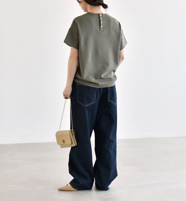 quaranciel「quaranciel:〈洗濯機可能〉ライト ポンチ バッグ ボタン ショートスリーブ TEE」|Tシャツ・カットソー|