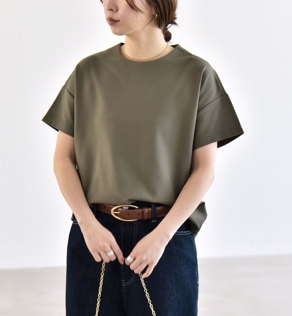 quaranciel「quaranciel:〈洗濯機可能〉ライト ポンチ バッグ ボタン ショートスリーブ TEE」|Tシャツ・カットソー|