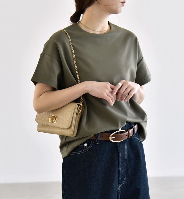 quaranciel「quaranciel:〈洗濯機可能〉ライト ポンチ バッグ ボタン ショートスリーブ TEE」|Tシャツ・カットソー|