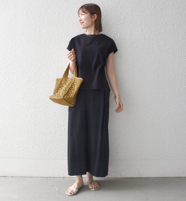 SHIPS any「SHIPS any:〈洗濯機可能〉ジャージー フレンチスリーブ レース TEE」|Tシャツ・カットソー|