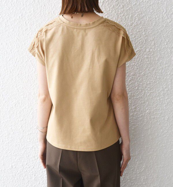 SHIPS any「SHIPS any:〈洗濯機可能〉ジャージー フレンチスリーブ レース TEE」|Tシャツ・カットソー|