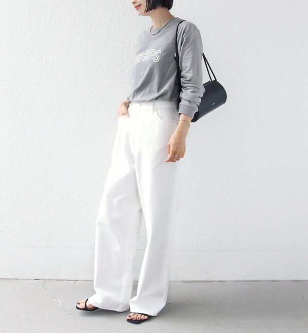 SHIPS for women「【WEB限定】 SHIPS ラウンド プリント ロゴ ロングスリーブ TEE」|Tシャツ・カットソー|