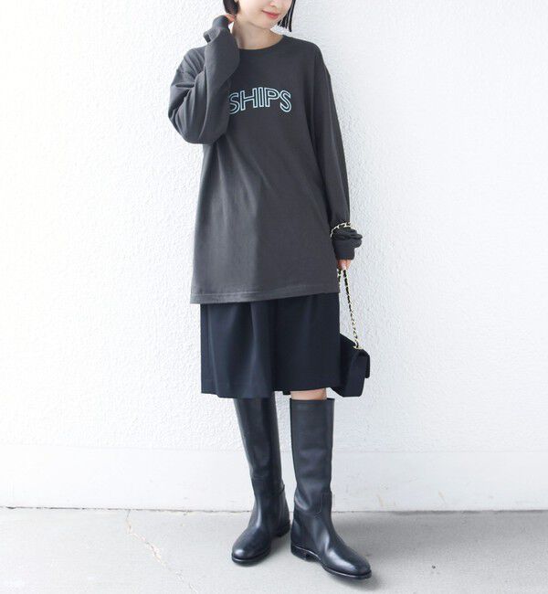SHIPS for women「【WEB限定】 SHIPS ラウンド プリント ロゴ ロングスリーブ TEE」|Tシャツ・カットソー|