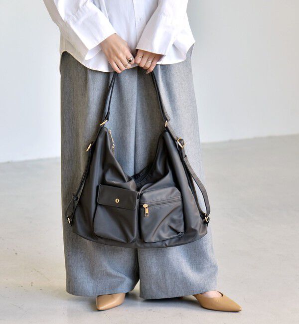 quaranciel「《予約》quaranciel:〈撥水加工〉3WAY ナイロン リュック / ショルダーバッグ（A4対応）」|ショルダー・メッセンジャー|