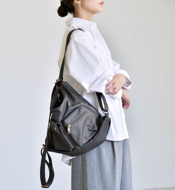 quaranciel「《予約》quaranciel:〈撥水加工〉3WAY ナイロン リュック / ショルダーバッグ（A4対応）」|ショルダー・メッセンジャー|