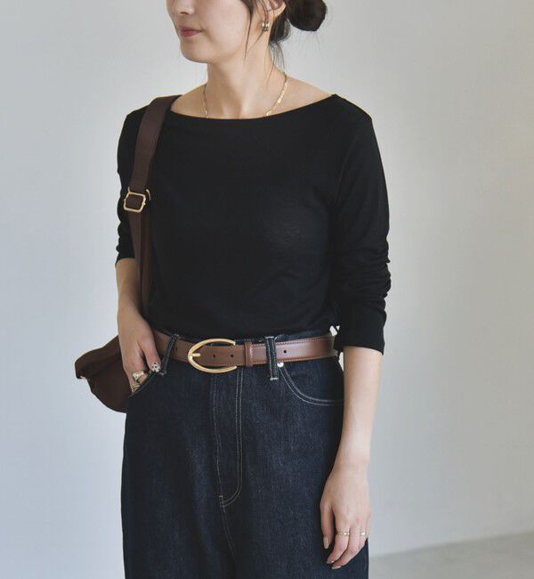 quaranciel「《予約》quaranciel:〈手洗い可能〉ウール ミックス シアー ボートネック プルオーバー」|Tシャツ・カットソー|
