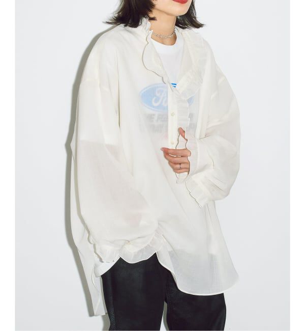  「《予約》SHEER FRILL ブラウス」|シャツ・ブラウス|ホワイト