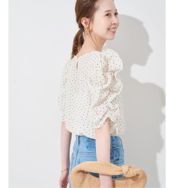 SLOBE IENA「《WEB限定カラーあり/追加》シアードット袖ボリュームブラウス」|シャツ・ブラウス|