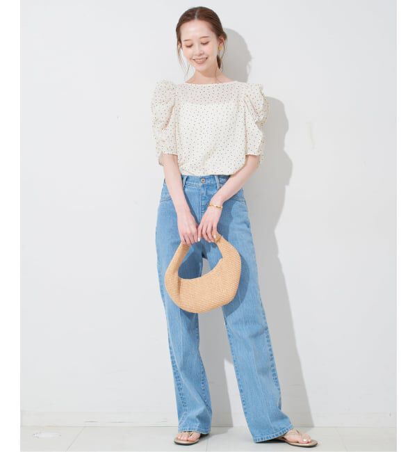 SLOBE IENA「《WEB限定カラーあり/追加》シアードット袖ボリュームブラウス」|シャツ・ブラウス|