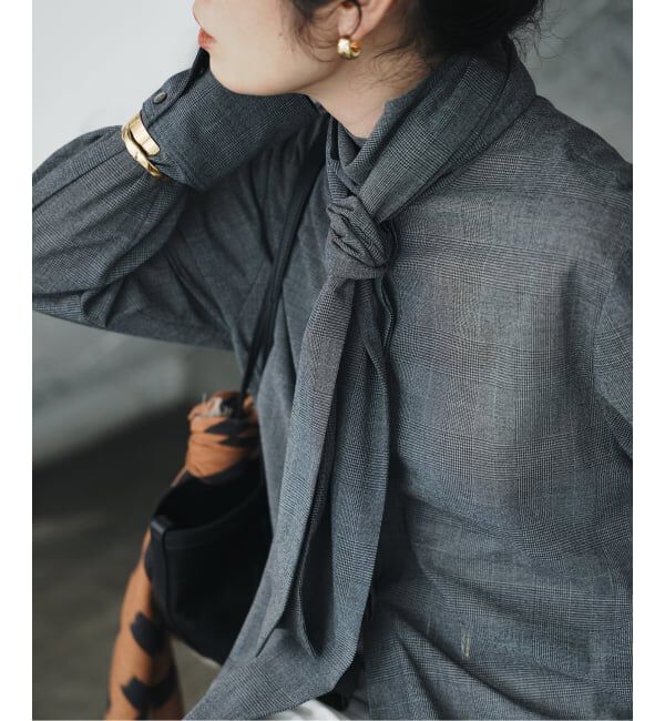 VERMEIL par iena「Glen Check ボウブラウス」|シャツ・ブラウス|