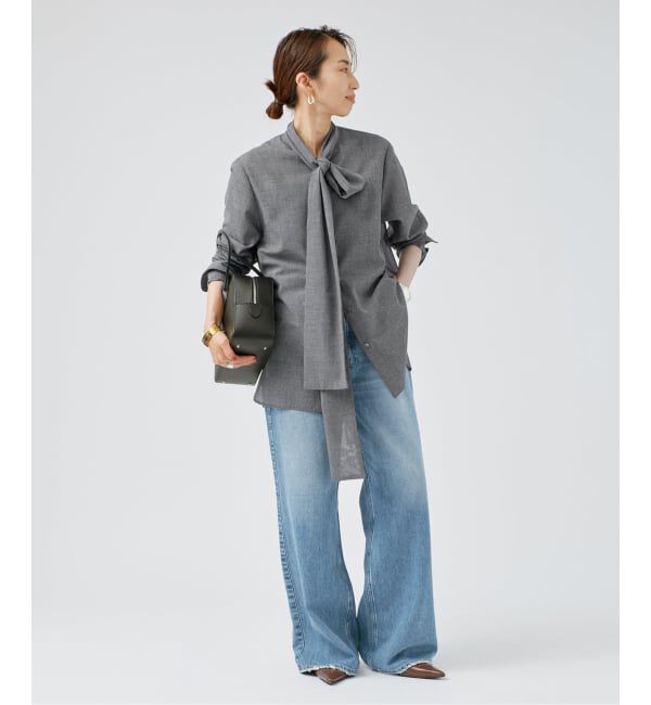 VERMEIL par iena「Glen Check ボウブラウス」|シャツ・ブラウス|