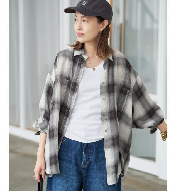 SLOBE IENA「《WEB限定カラーあり/追加》ビエラチェックルーズシャツ」|シャツ・ブラウス|ブラック