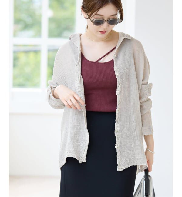 IENA「《追加》LES ATELIERS FRANCAIS DE CONFECTION Blouse Desert PE26BLDESERTGDC」|シャツ・ブラウス|グレーA