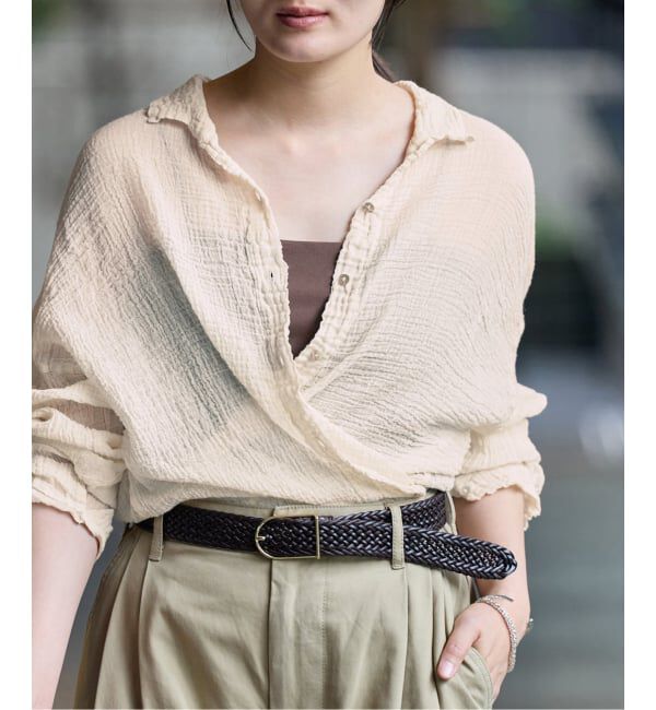 IENA「《追加》LES ATELIERS FRANCAIS DE CONFECTION Blouse Desert PE26BLDESERTGDC」|シャツ・ブラウス|ナチュラル