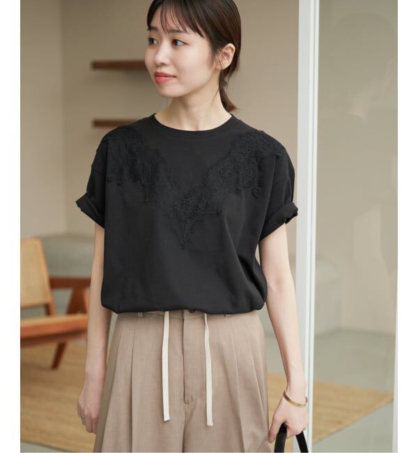 SLOBE IENA「《WEB限定/追加》アイラッシュレースTシャツ」|Tシャツ・カットソー|
