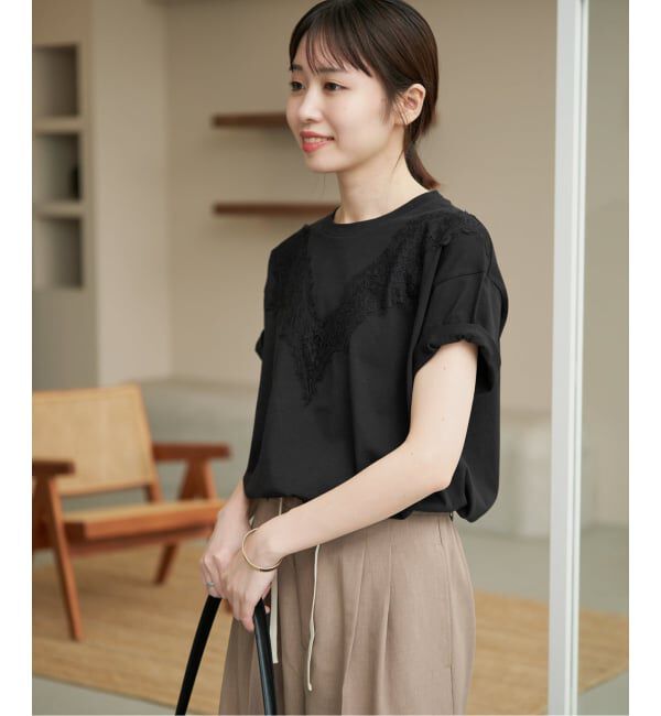 SLOBE IENA「《WEB限定/追加》アイラッシュレースTシャツ」|Tシャツ・カットソー|