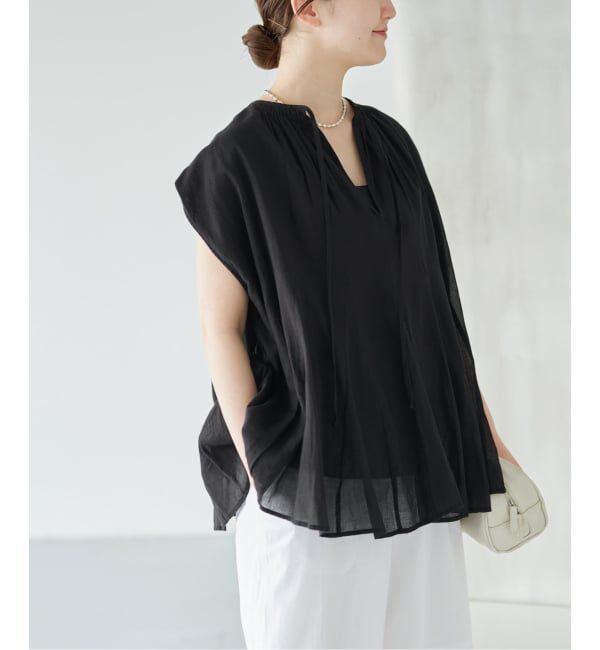 IENA「MARILYN MOON/マリリンムーン sheer cotton bl ブラウス 4263-104」|シャツ・ブラウス|ブラック