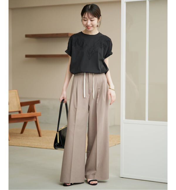 SLOBE IENA「《WEB限定/接触冷感/UVカット/吸水速乾/4サイズ展開/追加》ワイドスラックス」|スラックス|