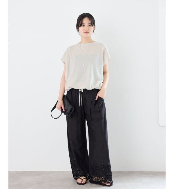 IENA「《追加2/接触冷感》フレンチタックスリーブ ドロストTシャツ」|Tシャツ・カットソー|