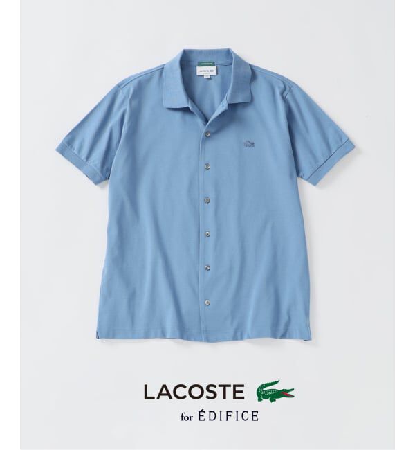EDIFICE「LACOSTE(ラコステ) 別注 COOLMAX フルオープン 半袖ポロシャツ」|ポロシャツ|ブルー