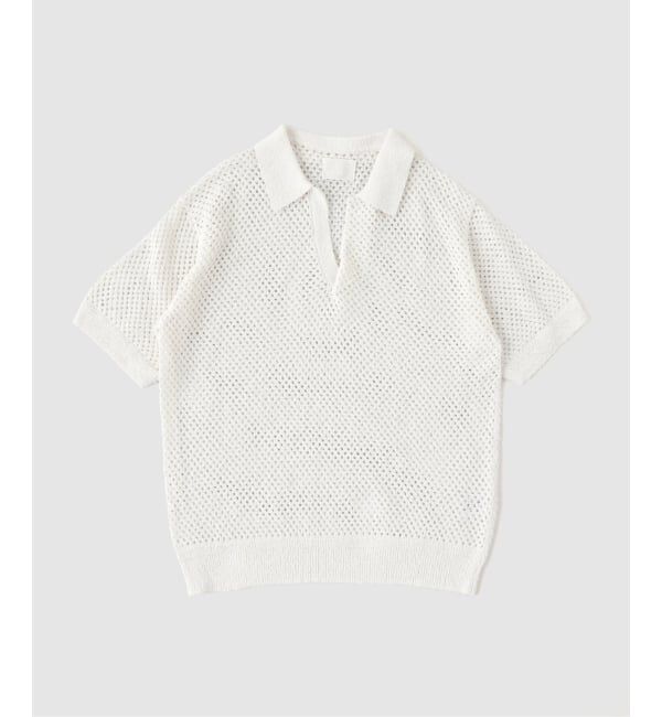 EDIFICE「《EDIFICE by PIPPIOLINO》コットン メッシュ スキッパー」|ポロシャツ|ホワイト
