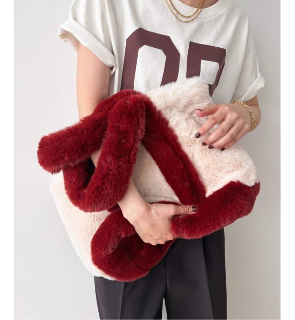 Spick and Span「Spick & Span ECO FUR TOTE / エコファートート」|トートバッグ|レッド