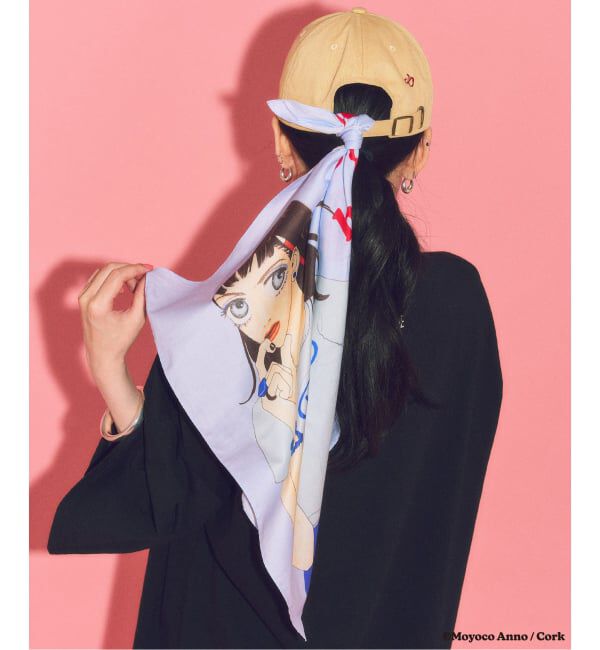  「LE TALON&times;HAPPY MANIAコットンハンカチ」|ハンカチ|サックスブルー