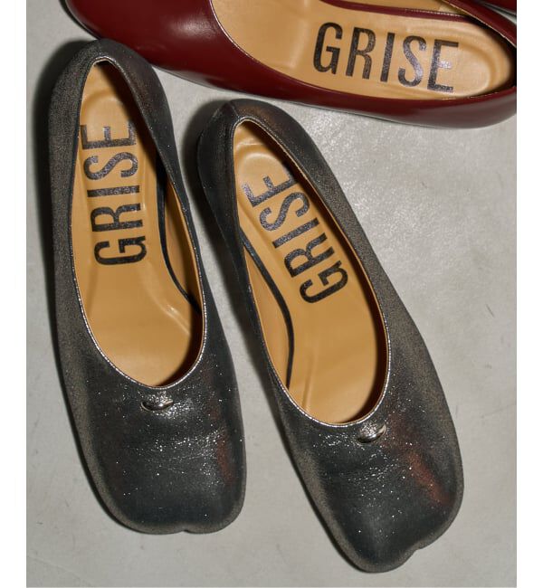 GRISE「《追加予約/WEB+一部店舗限定》GRISE3cmレザーCURVYバレリーナ」|バレエシューズ|シルバー