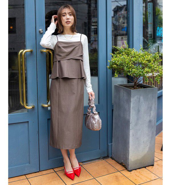 ANY SIS「ビスチェワンピース &times; カットソー セット」|スーツ|モカ