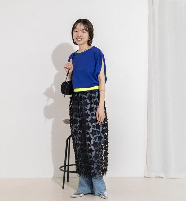Rie Miller「変形フレンチスリーブボートネックカットソー」|Tシャツ・カットソー|