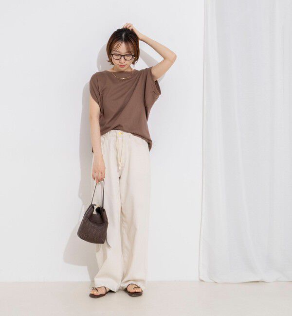 Rie Miller「変形フレンチスリーブボートネックカットソー」|Tシャツ・カットソー|