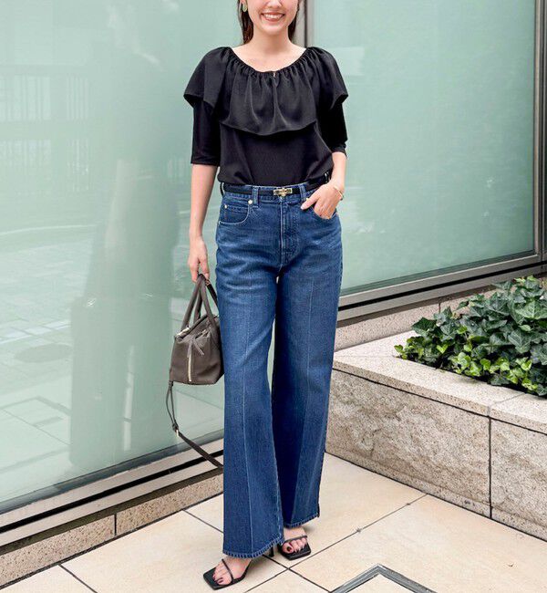 Rie Miller「《5サイズ展開》【RM denim】センタープレス裾デザインデニム」|デニム|