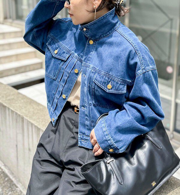 Rie Miller「【RM denim】バックひねりデザインショート丈Gジャン」|デニムジャケット|