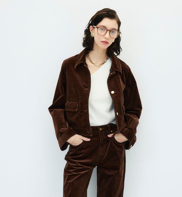 Rie Miller「【RM denim】コーデュロイフレアショート丈Gジャン」|ブルゾン・スタジャン|