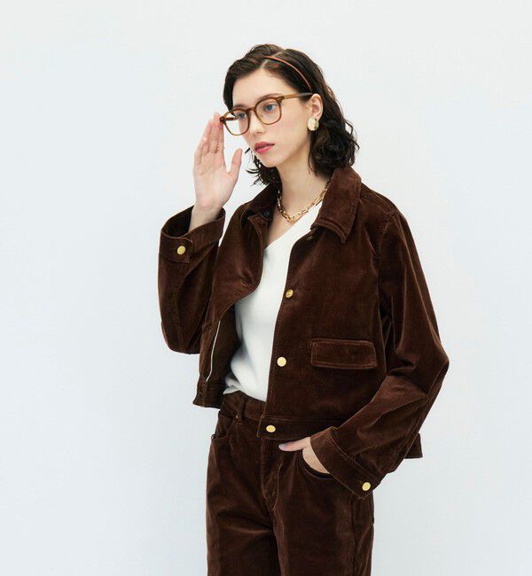 Rie Miller「【RM denim】コーデュロイフレアショート丈Gジャン」|ブルゾン・スタジャン|