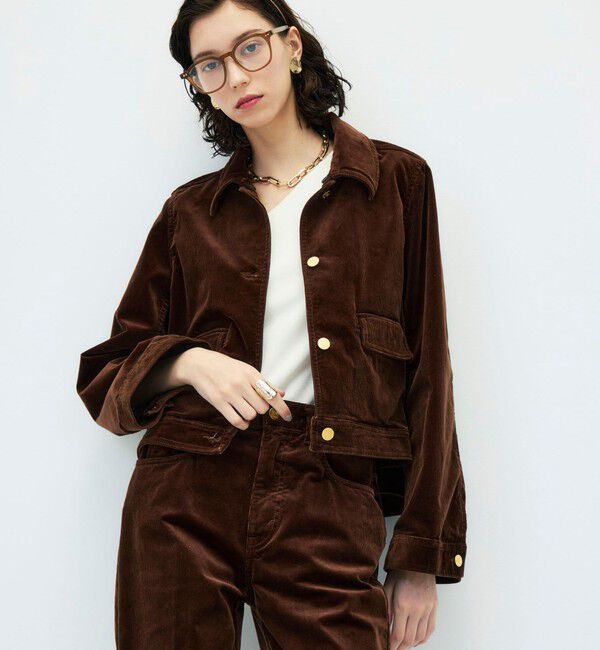 Rie Miller「【RM denim】コーデュロイフレアショート丈Gジャン」|ブルゾン・スタジャン|