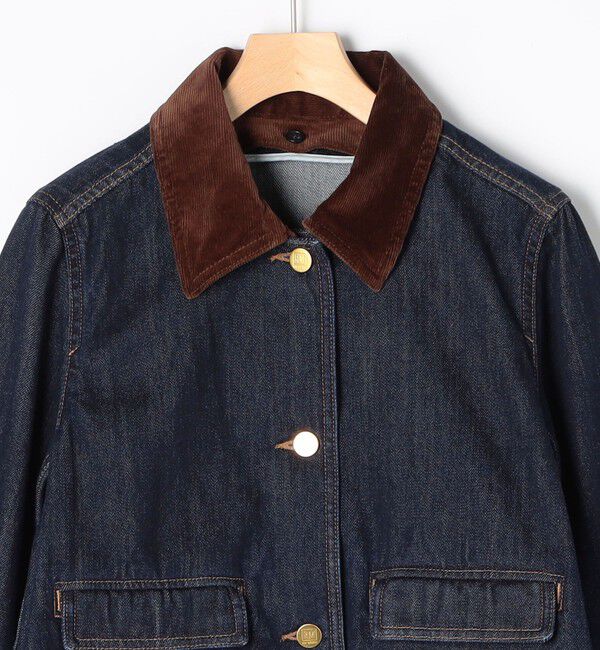 Rie Miller「【RM denim】コーデュロイ襟2WAYフレアショート丈Gジャン」|デニムジャケット|