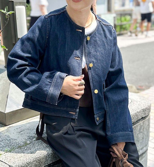 Rie Miller「【RM denim】コーデュロイ襟2WAYフレアショート丈Gジャン」|デニムジャケット|