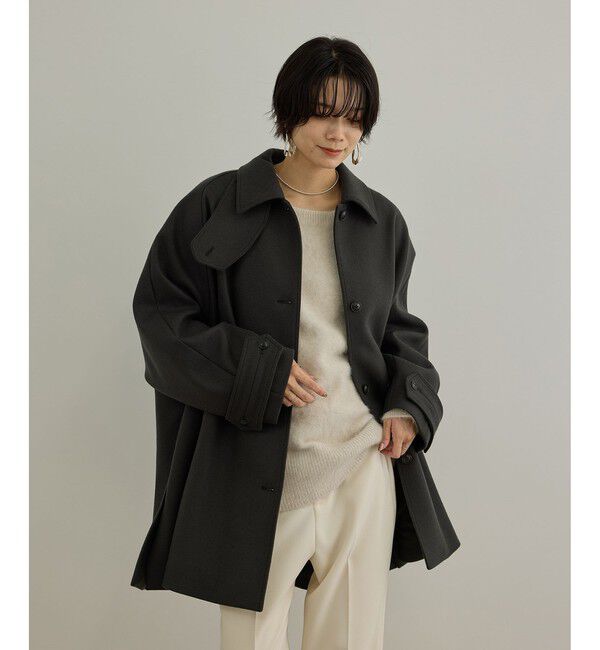 SALON adam et rope'「ウールメルトンテントシルエットコート」|ステンカラーコート|