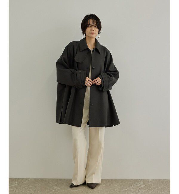 SALON adam et rope'「ウールメルトンテントシルエットコート」|ステンカラーコート|